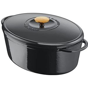 Tefal Pierre Gagnaire Héritage stoofpan van gegoten staal, ovaal, 34 x 26 cm, 7,2 l, condensdeksel, geëmailleerde coating, uitstekende warmte-isolatie, stoven en langzaam koken, grijs E2570604