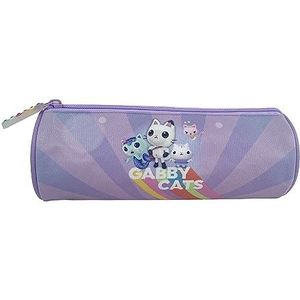 Gabby-cilindrische etui, etui, schoolbenodigdheden, kleuterschool, Pandy Paws, etui, paarse kleur, officieel product (CyP-merken)