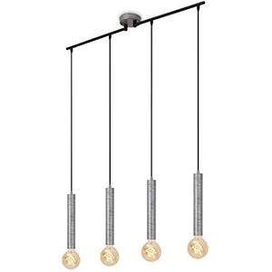 BRILONER - Hanglamp retro, hanglamp, vintage, hanglamp, eetkamerlamp, E27 fitting, Zilver-Crafted, 850x100x1100 mm (LxBxH)