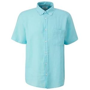 s.Oliver Linnen overhemd met korte mouwen voor, Turquoise 6040, XL