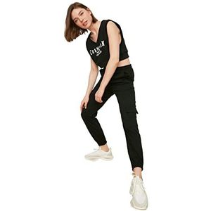 Trendyol Black Cargo Pocket Basic Jogger Knitted Slim Tracksuit Trainingsbroek Dames, Zwart, M