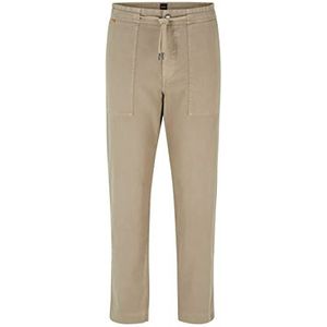 BOSS Heren Sisla-PP Regular Fit broek van linnen en katoen, beige, 44