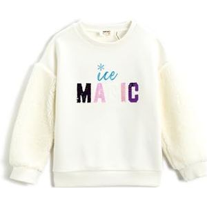 Koton Meisjes Shearling Detail Brushed Interior Sweatshirt, ecru(010), 5-6 jaar