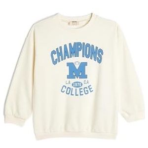 Koton Boys's Crew Neck Long Sleeve Bedrukt Sweatshirt, ecru(010), 5-6 jaar