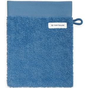 TOM TAILOR Washandschoen, set van 6, 16 x 21 cm, 100% katoen/badstof, met hanger en label met logo, Color Bath Towel blauw (Cool Blue)