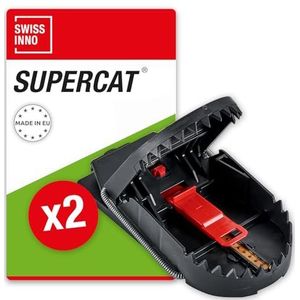 SWISSINNO rattenval PRO SuperCat: Effectieve, diervriendelijke rattenverwijdering zonder valse vangsten, met voedselaas, Blue Angel gecertificeerd. Binnen + buiten, Made in EU: 2x vallen