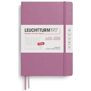 LEUCHTTURM1917 372816 Academische weekplanner medium (A5) 2026, 18 maanden 07.2025-12.2026, Dusty Rose, Engels