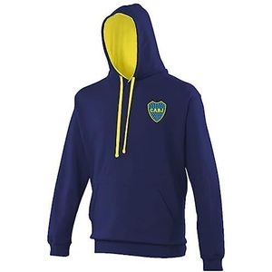 Boca Juniors Unisex Sweat Capuche Bicolore Marine Et Jaune Logo Hoodie