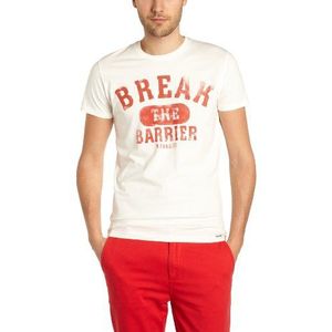 Wrangler Heren T-shirts, ronde kraag, logo, wit (vintage wit)., XL