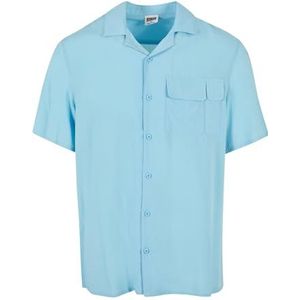 Urban Classics Heren overhemd Viscose Camp Shirt Balticblue S, Balticblue, S