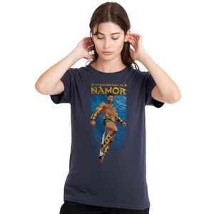 Black Panther Wakanda Forever Enemies Call Me Namor dames T-shirt, diep marineblauw, groot, Diepe marine, L