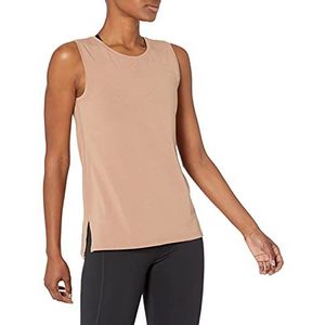 Amazon Essentials Women's Yogatop van zacht katoen met normale pasvorm, verkrijgbaar in grote maten (voorheen Core 10), Lichtbruin, XS