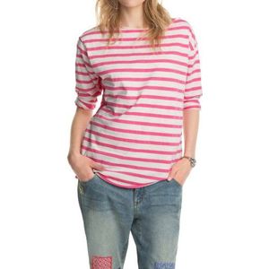 ESPRIT Dames sweatshirt in strepen optiek 034EE1J005, roze (pale fuchsia), XL