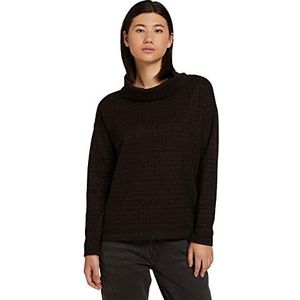 TOM TAILOR Dames Sweatshirt met rolkraag met patroon 1028840, 28385 - Black Brown Structure Check, L