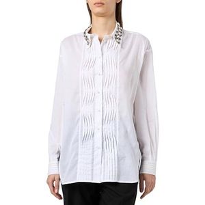 Pinko CARNEIA mousseline-overhemd van katoen met handborduurwerk, Z04_witte bril., 34 NL