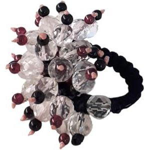 Comarco Sa ring van natuurstenen, facetgeslepen kristal en rode granaat, rekbaar, Acryl, Kristal Granaat