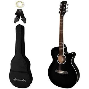 World Rhythm 3/4 akoestische gitaar - kleine lichaam Cutaway gitaar voor beginners in zwart