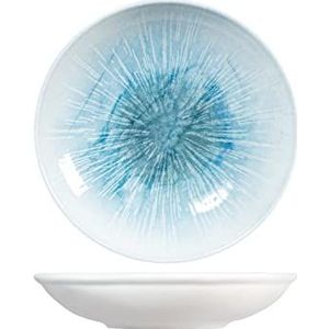 H&H Neptune Mehrzweckteller aus Porzellan, 25 cm, Tischläufer, modernes und elegantes Design, blau getönt