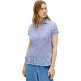 Blouse - Deep Pastel Blue - Regular Fit - Korte Mouwen - Normale Overhemdkraag
