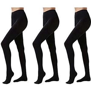 FM London (3-pack) 100 Denier zwarte panty voor dames | Comfort Stretch Fit damespanty's geschikt voor alle gelegenheden | Duurzame, ondersteunende dikke panty, Zwart, L