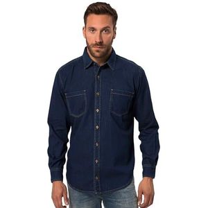 JP 1880 Heren grote maten grote maten Menswear L-8XL jeanshemd, lange mouwen, kentkraag, moderne pasvorm, tot 8 XL 822885, donkerblauw (dark blue denim), XL