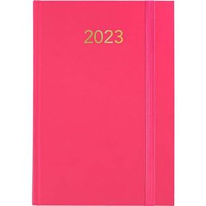 Grafoplás 70304353 jaarplanner 2023, dagweergave, roze, gewatteerde omslag van vinyl, met verticale sluiting en leespunt, serie Florence, 14,5 x 21 cm