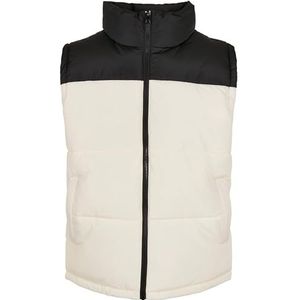 Urban Classics Heren vest outdoor gewatteerd bodywarmer streetwear gilet jas, vrije tijd blok, buffer vest, maat S tot 5XL, zwart/wit, 5XL