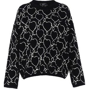 faina Dames Fashion Love Pailletten Vest ZWART Maat XL/XXL, zwart, XL