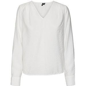 VERO MODA Vmlena Ls Pleat Top WVN Noos Blouse voor dames, wit (snow white), L