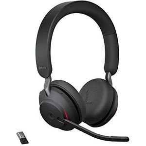 Jabra Evolve2 65 Draadloze Headset – Microsoft Teams-gecertificeerde Stereokoptelefoon met Noise Cancelling en Lange Batterijduur – USB-A Bluetooth Adapter – USB-A (Microsoft Teams) Zwart