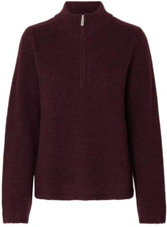 SELECTED FEMME Slflulu Ls Knit Half Zip Noos, Fig, M
