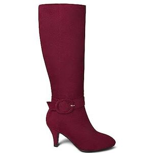 Joe Browns Dames gesp detail microsuede knie hoge laarzen mode, Diep Rood, 3 UK Wide