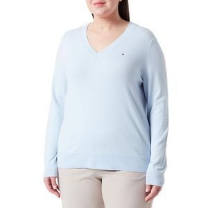 Tommy Hilfiger Dames trui met V-hals, Blauw (Breezy Blue), 72