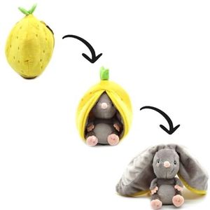 LES DÉGLINGOS - Veggie Serie - Knuffeldier Rocket de Muis/Citroen - Omkeerbare Muis - Zachte Pluche Baby - Ideeën voor de geboorte