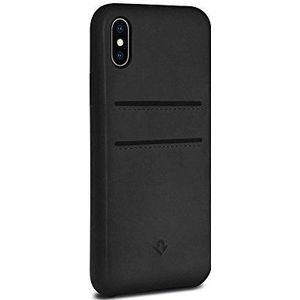 Twelve South Relaxed Leather Case for iPhone X/Xs, Hand Burnished Leather Wallet Shell (black)