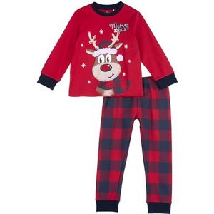 Chicco, Kerstpyjama voor jongens en meisjes, pyjama met lange mouwen van warm en zacht katoen, kinderkleding voor jongens en meisjes, kerstpyjama voor kinderen, ontworpen in Italië, rood (2), 2 Jaar