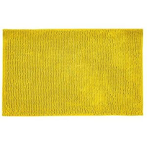 WENKO Badmat chenille, wasbaar, anti-slip mat voor een veilige stand in de badkamer, zachte hoogpolige badmat van 100% polyester, sneldrogend en hygiënisch, 50 x 80 cm, geel