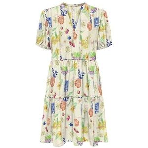 Onlnova Life Vis S/S Thea Dress AOP, cloud dancer, XL