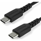 StarTech.com 1m USB C Lader Kabel, Rugged Fast Charge & Sync USB 2.0 naar USB Type C Laptop Laderkabel met TPE Aramidevezel Mantel, M/M, 60W, Zwart, Samsung S10 S20, iPad Pro, MS Surface (RUSB2CC1MB)