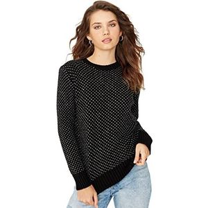 Trendyol Dames ronde hals effen normale trui sweatshirt, zwart, M, Zwart, M