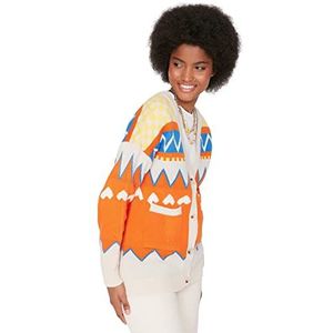 Trendyol Dames oversized basic gebreide vest met V-hals, Oranje, S