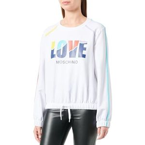 Love Moschino Dames Long-Sleeved Regular Fit Sweatshirt, Optical White, 38, wit (optical white), 38