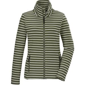 Dames - Gestreepte Jas - Olijfgroen - Polyester/Viscose/Elastaan