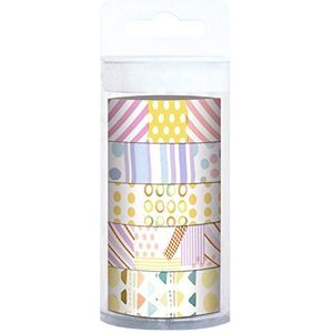 Ursus 58860003 - Masking Tape Set, Patchwork, plakband van papier, ca. 15 mm x 10 m, 5 stuks, aan één zijde bedrukt, oplosmiddelen en zuurvrij, ideaal voor scrapbooking