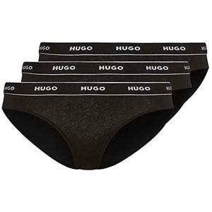 HUGO Triplet Brief Stripe Driepak slips van stretchkatoen met logo's op de tailleband, zwart 1, XS