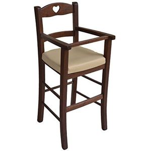Stoel voor hoge stoel Bimbo Luxus, van hout, walnoothout, met zitting van kunstleer, beige, gevuld