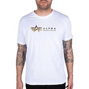 Alpha Industries Alpha Label T Folie Print T-shirt voor Heren White
