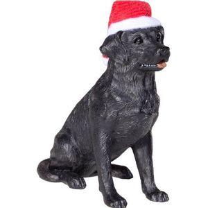 Sandicast Zwarte Labrador Retriever met kerstmuts Kerst Ornament