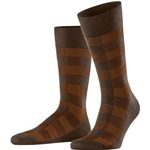 Burlington - Heren Sokken - Bruin Caramel - Buffalo Check - So Wol Gedessineerd - 1 Paar