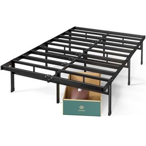 Zinus Justin Bed 140 x 190 cm – 36 cm hoog met opbergruimte onder het bed – platform bed van metaal – zwart